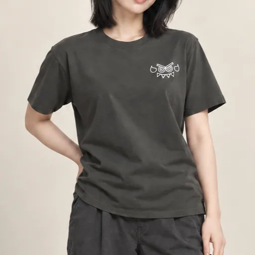 Close view of the dark G4 Dunk shirt with the small Grinning Grimlins chest mark